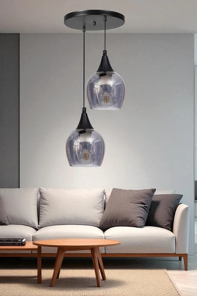 Lumexx ENZO 2 Lİ TEPSİLİ SİYAH FÜME CAMLI SARKIT ürün görseli