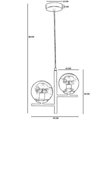 Lumexx TERRA 2 Lİ SİYAH BEYAZ CAMLI AVİZE - Resim 4