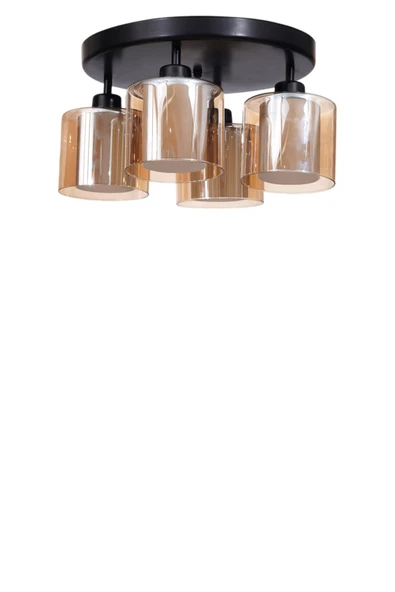 Lumexx YENİ SAHRA 4 LÜ TEPSİLİ SİYAH PLAFONYER AVİZE - Resim 2