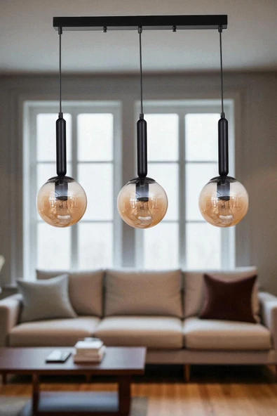 Lumexx SEZGİ 3 LÜ SIRALI SİYAH BAL CAMLI SARKIT ürün görseli