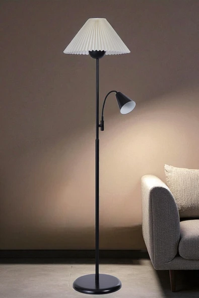 Lumexx DEVİN SİYAH LAMBADER PİLELİ KREM ABAJURLU ürün görseli