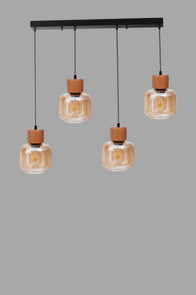 Lumexx LİDYA 4 LÜ SIRALI SİYAH BAL CAMLI SARKIT - Resim 3