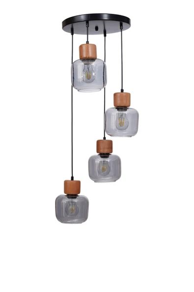 Lumexx LİDYA 4 LÜ TEPSİLİ SİYAH FÜME CAMLI SARKIT - Resim 2