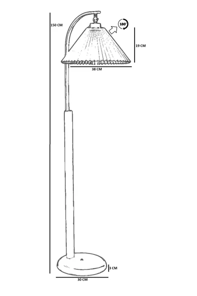 Lumexx BUKE CEVİZ LAMBADER PİLELİ SİYAH ABAJURLU - Resim 4