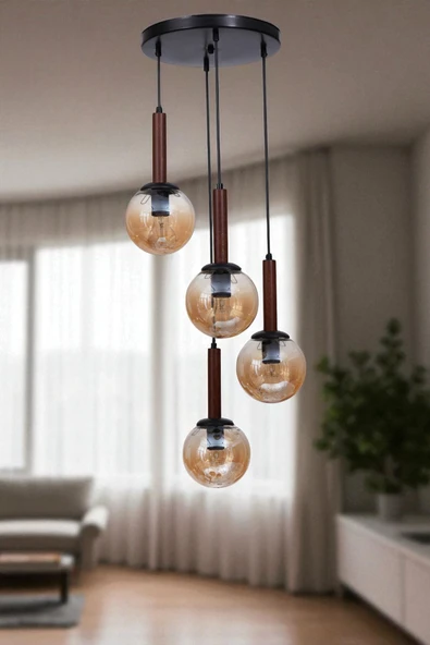 Lumexx IŞIL 4 LÜ TEPSİLİ CEVİZ BAL CAMLI SARKIT ürün görseli