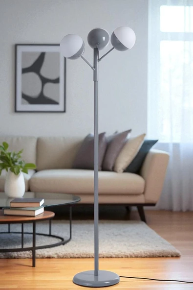 Lumexx KÜRE 3 LÜ GRİ LAMBADER BEYAZ CAMLI ürün görseli