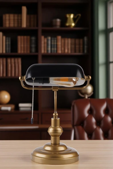 Lumexx BANKER ESKİTME-SİYAH MASA LAMBASI - Resim 3