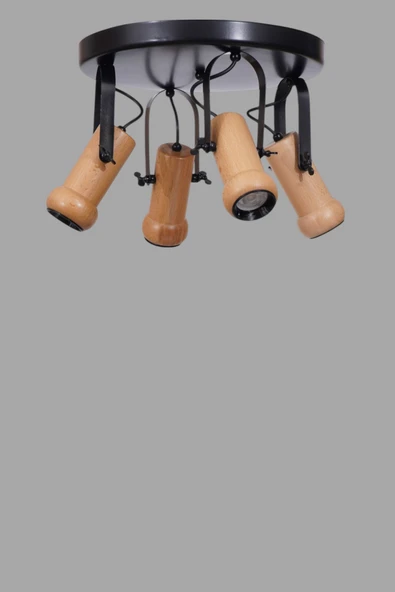 Lumexx PASCAL 4 LÜ TEPSİLİ NATUREL PLAFONYER AVİZE - Resim 3