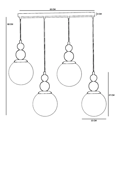 Lumexx YAREN 4 LÜ SIRALI SİYAH FÜME CAMLI SARKIT - Resim 4