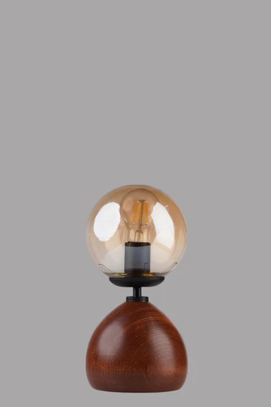 Lumexx CAMERON CEVİZ BAL CAMLI MASA LAMBASI - Resim 4