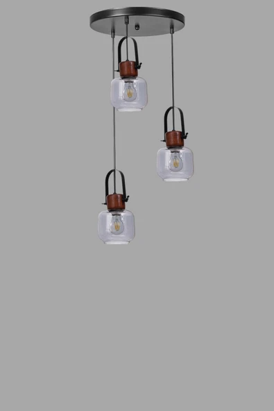 Lumexx MASAL 3 LÜ TEPSİLİ SİYAH FÜME CAMLI SARKIT - Resim 3