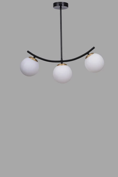 Lumexx VELVET 3 LÜ SİYAH BEYAZ CAMLI PLAFONYER AVİZE - Resim 3