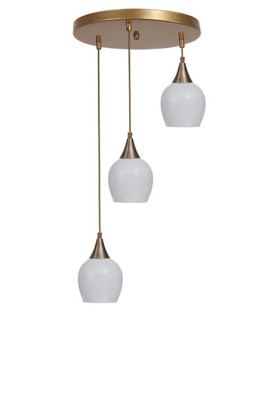 Lumexx ENZO 3 LÜ TEPSİLİ ESKİTME BEYAZ CAMLI SARKIT - Resim 2