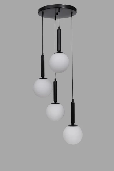 Lumexx SEZGİ 4 LÜ TEPSİLİ SİYAH BEYAZ CAMLI SARKIT - Resim 3