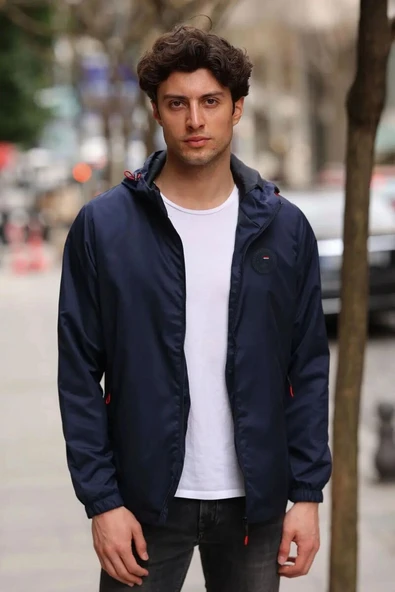 İçi Astarlı Su ve Rüzgar Geçirmez Erkek Cepli Yağmurluk - Resim 9