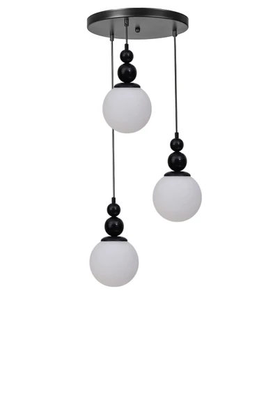 Lumexx YAREN 3 LÜ TEPSİLİ SİYAH BEYAZ CAMLI SARKIT - Resim 2