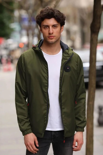 İçi Astarlı Su ve Rüzgar Geçirmez Erkek Cepli Yağmurluk - Resim 2