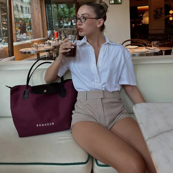 BONHEUR N 7 Kanvas Çanta- Cherry Red - Resim 2