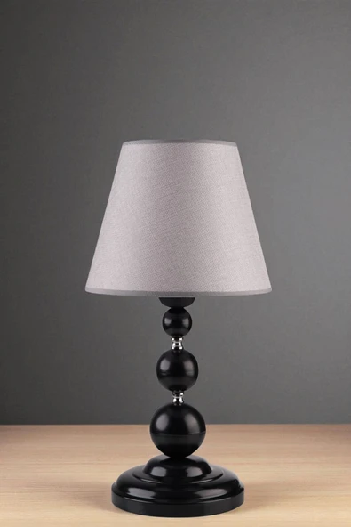 Lumexx HAYAL SİYAH PRAMİT HASIR GRİ ABAJURLU MASA LAMBASI - Resim 2