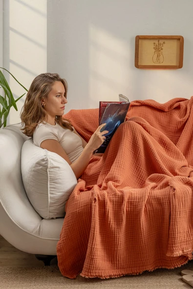 Rayme Textile Müslin Yatak Örtüsü Ultra Yumuşak Yüksek Kaliteli 4 Kat Muslin Pike (Tek Kişilik (240x280 cm) ürün görseli