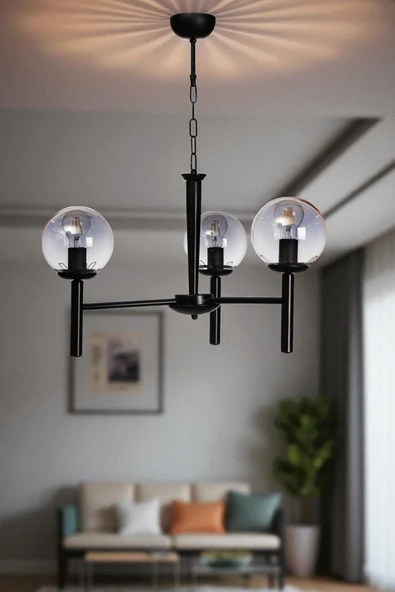 Lumexx LUKE 3 LÜ SİYAH FÜME CAMLI AVİZE ürün görseli