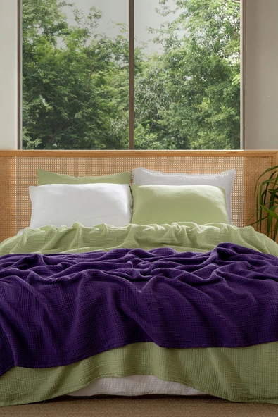 Rayme Textile Müslin Yatak Örtüsü Ultra Yumuşak Yüksek Kaliteli 4 Kat Muslin Pike (Tek Kişilik (240x280 cm) - Resim 3