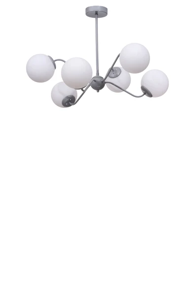 Lumexx YENİ AHTAPOT 6 LI GRİ BEYAZ CAMLI AVİZE - Resim 2