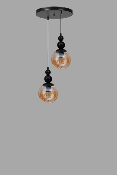 Lumexx YAREN 2 Lİ TEPSİLİ SİYAH BAL CAMLI SARKIT - Resim 3