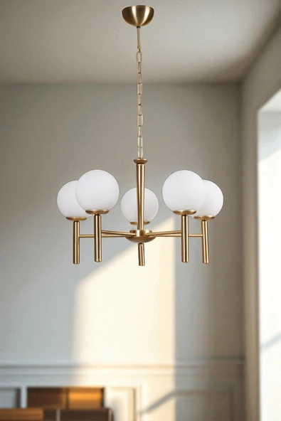 Lumexx LUKE 5 Lİ ESKİTME BEYAZ CAMLI AVİZE ürün görseli