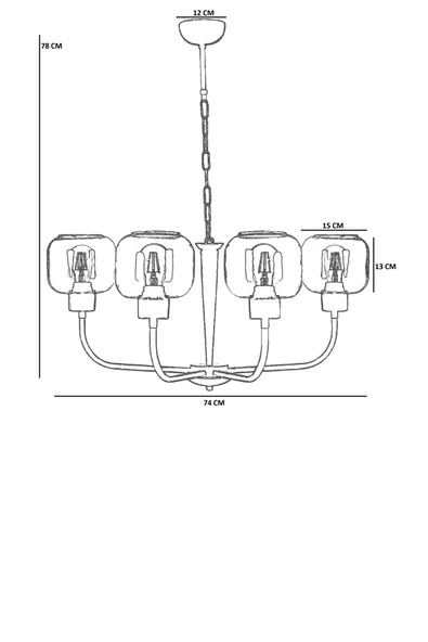 Lumexx APOLLO 4 LÜ ESKİTME BAL CAMLI AVİZE - Resim 4