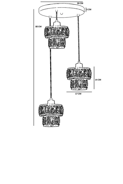 Lumexx LEO 3 LÜ TEPSİLİ SİYAH SARKIT - Resim 4