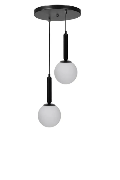 Lumexx SEZGİ 2 Lİ TEPSİLİ SİYAH BEYAZ CAMLI SARKIT - Resim 2