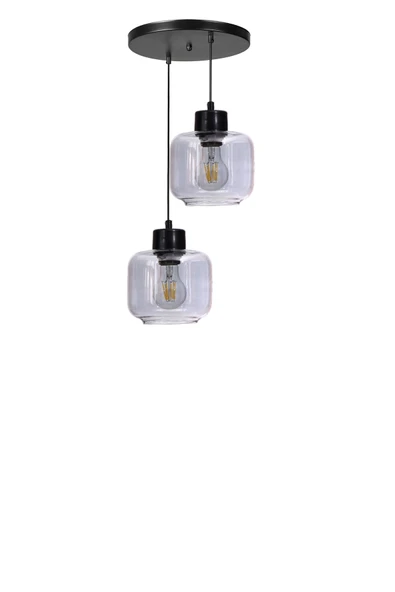 Lumexx PARLA 2 Lİ TEPSİLİ SİYAH FÜME CAMLI SARKIT - Resim 2