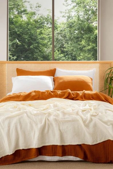 Rayme Textile Müslin Yatak Örtüsü Ultra Yumuşak Yüksek Kaliteli 4 Kat Muslin Pike (Tek Kişilik (240x280 cm) - Resim 3