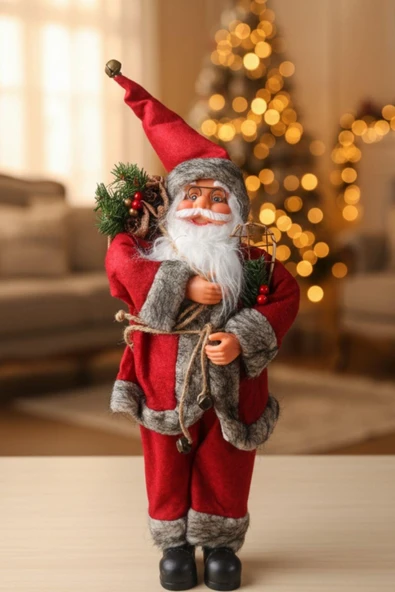 Yılbaşı Süsü Noel Baba Biblo Figür Büyük Boy 45cm – Dekoratif Süs ve Hediye Figürü - 10