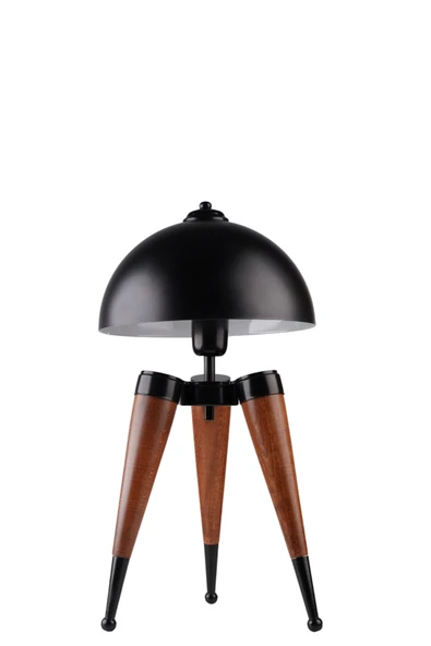 Lumexx STİL CEVİZ SİYAH RETRO BAŞLIKLI MASA LAMBASI - Resim 3