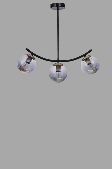 Lumexx VELVET 3 LÜ SİYAH FÜME CAMLI PLAFONYER AVİZE - Resim 3