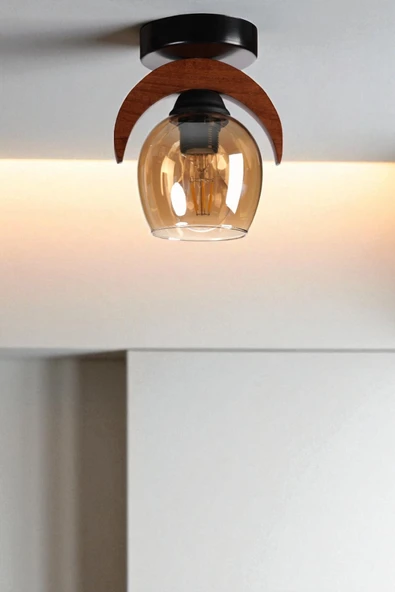 Lumexx HELENA TEKLİ BAL CAMLI PLAFONYER AVİZE ürün görseli