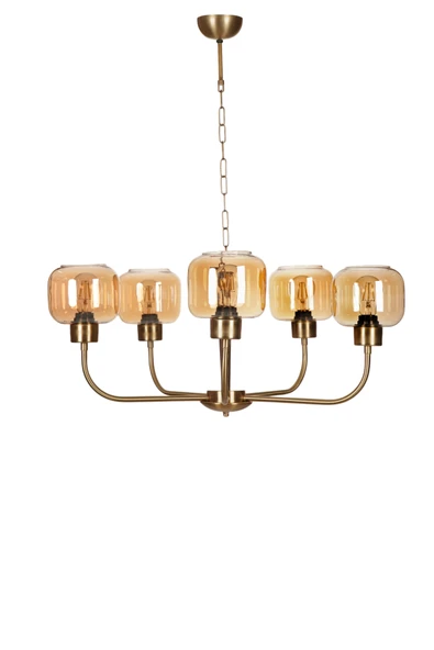 Lumexx APOLLO 5 Lİ ESKİTME BAL CAMLI AVİZE - Resim 2