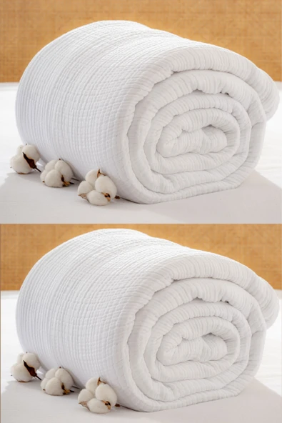 Rayme Textile Müslin Yatak Örtüsü Ultra Yumuşak Yüksek Kaliteli 4 Kat Muslin Pike (Tek Kişilik (240x280 cm) - Resim 4
