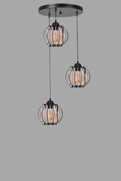 Lumexx OHRİD 3 LÜ TEPSİLİ SİYAH SARKIT - Resim 3