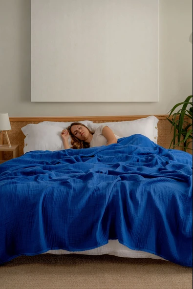 Rayme Textile Müslin Yatak Örtüsü Ultra Yumuşak Yüksek Kaliteli 4 Kat Muslin Pike (Tek Kişilik (240x280 cm) - Resim 6