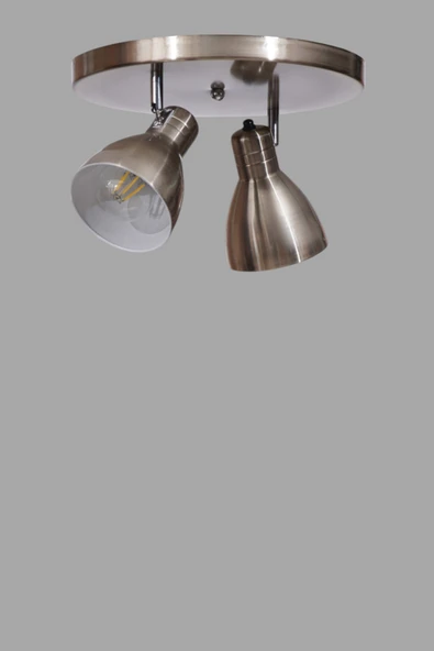 Lumexx OTİS 2 Lİ TEPSİLİ MAT KROM PLAFONYER AVİZE - Resim 3