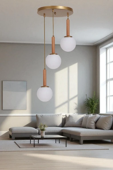 Lumexx IŞIL 3 LÜ TEPSİLİ NATUREL BEYAZ CAMLI SARKIT ürün görseli