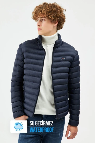 D1fference İçi Astarlı Cepli Jel Elyaf Su ve Rüzgar Geçirmez Şişme Kışlık Erkek Mont - Resim 2