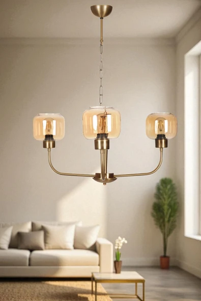 Lumexx APOLLO 3 LÜ ESKİTME BAL CAMLI AVİZE ürün görseli