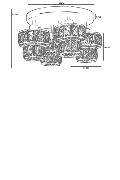 Lumexx LEO 4 LÜ TEPSİLİ SİYAH PLAFONYER AVİZE - Resim 4