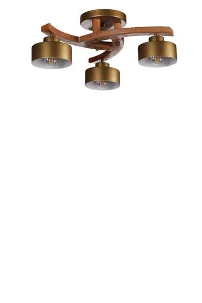 Lumexx WESTON 3 LÜ NATUREL METAL BAŞLIKLI PLOFONYER AVİZE - Resim 2