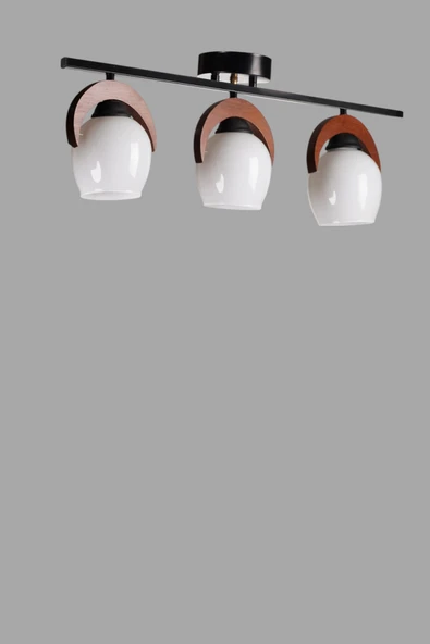 Lumexx HELENA 3 LÜ SIRALI BEYAZ CAMLI PLAFONYER AVİZE - Resim 3