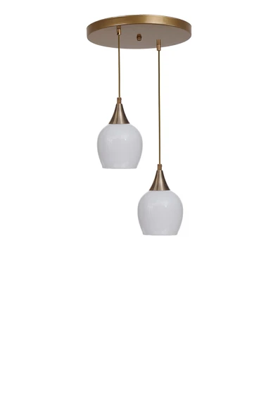 Lumexx ENZO 2 Lİ TEPSİLİ ESKİTME BEYAZ CAMLI SARKIT - Resim 2